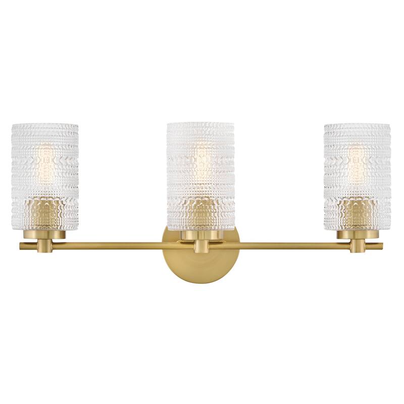 Lark 85573 Mabel 3 Light 25" Wide Vanity Light with Clear Hobnail - Lacquered Brass
