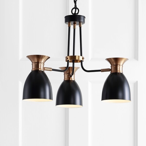 Middleton 20" 3-Light Metal LED Pendant,Black/Brass Gold by JONATHAN Y. Opens flyout.