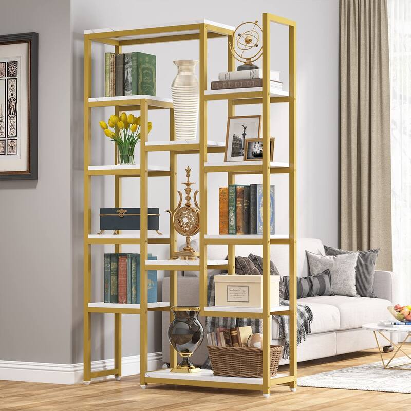 6-Tier Bookshelf 70.9 inch Tall Bookcase, Rustic Brown