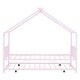 preview thumbnail 6 of 13, Pink Twin Size Metal House Bed with Trundle & Roof