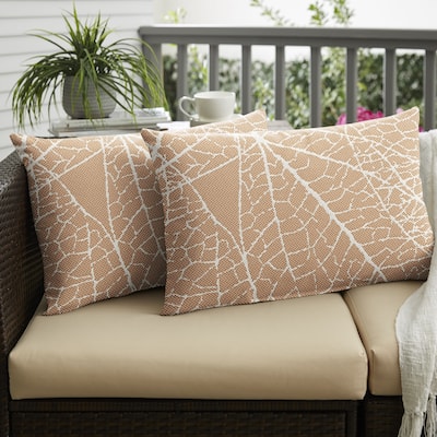 Sorra Home Outdura Laurel Sorbet Indoor/Outdoor Knife Edge Lumbar Pillows (Set of 2)