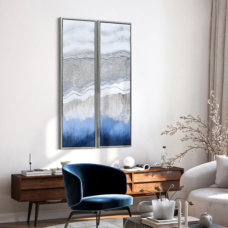 Sand Art Textured Metallic Hand Painted Canvas Wall Art Set of 2