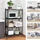 preview thumbnail 9 of 7, 4-Tier Foldable Storage Shelving Unit, Heavy Duty Metal Shelf, Kitchen Shelf with 3 Hooks