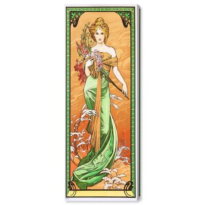 Alfonse Mucha - Spring Panoramic Canvas by Art Remedy, Gallery Wrapped