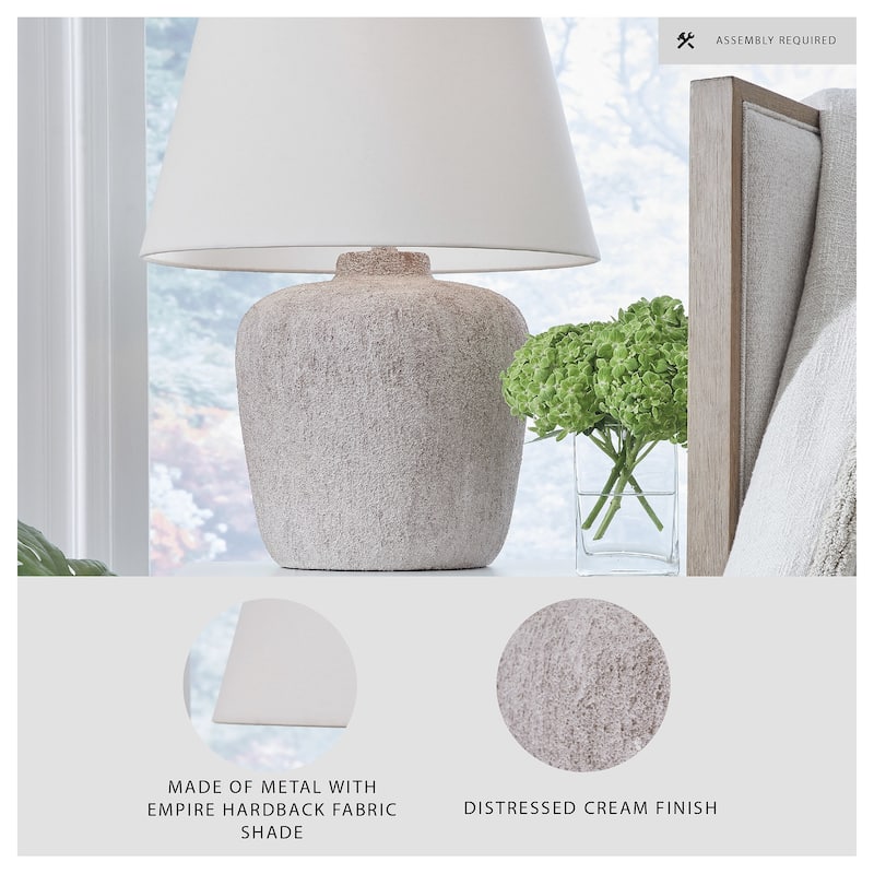 Signature Design by Ashley Danry Distressed Cream Table Lamp - 19.25" W x 19.25" D x 27.25" H