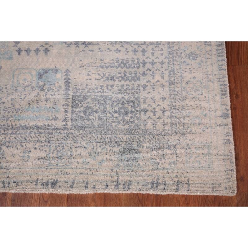 Abstract Modern Area Rug Hand-Knotted Beige Wool Carpet - 5'4" x 7'9"
