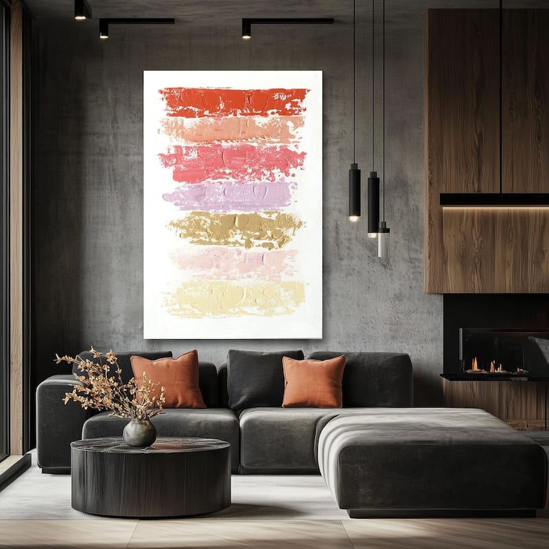 Modern Multicolor Hand-Painted 3D Oil Canvas Wall Art (47" x 31")