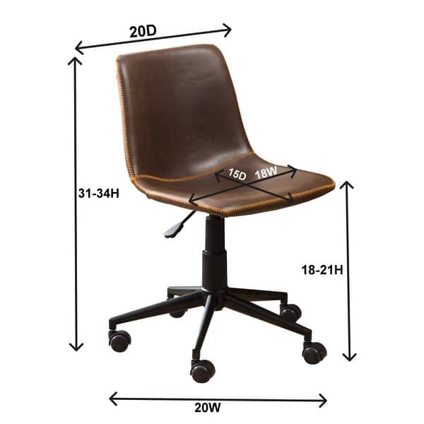 Faux Leather Mid Back Task Chair with Wheels, Adjustable Height Armless Computer Chair, 360° Swivel Task Chair - N/A