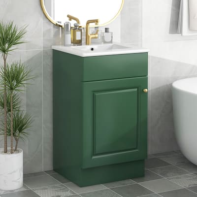 18" Bathroom Vanity with Sink, Vanity Cabinet with Door Shelf and Adjustable Shelf