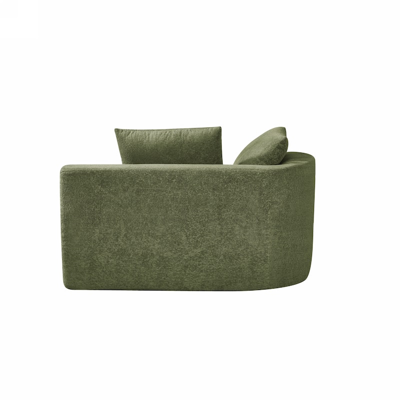 116" Pearl Upholstery Curved Sectional Sofa with Chaise Lounge, High-Density Compressed Sponge Design