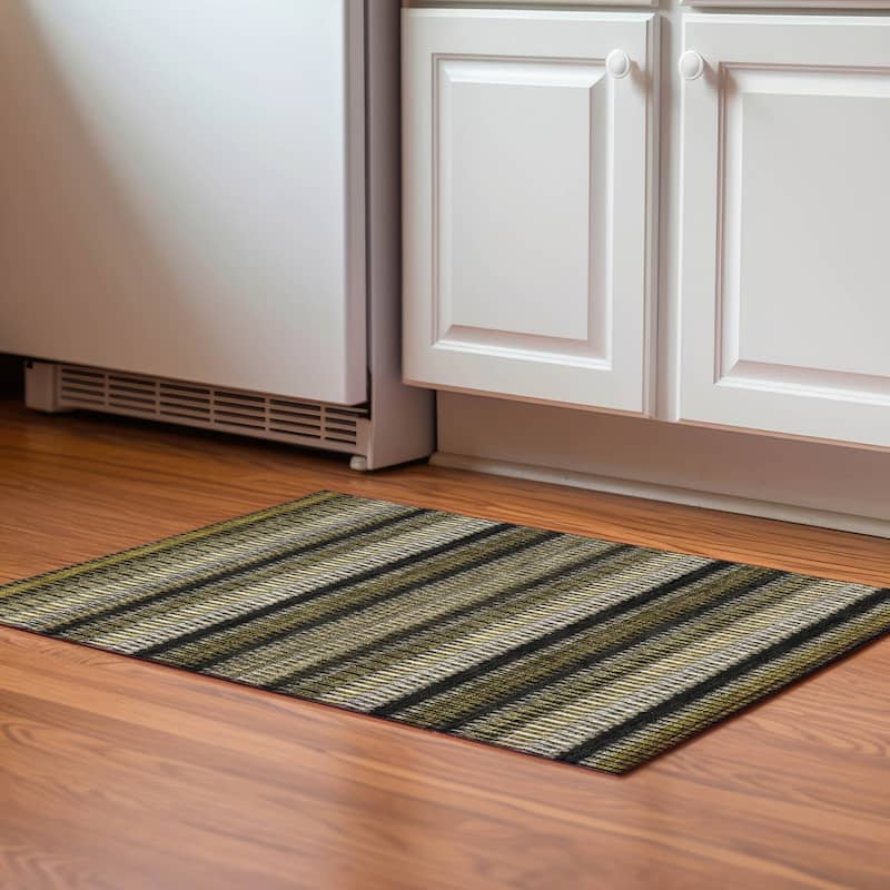 Premium Washable Super Soft Modern Stripe Mayfield Rug - Brown - 1' 8" x 2' 6" - Rectangle