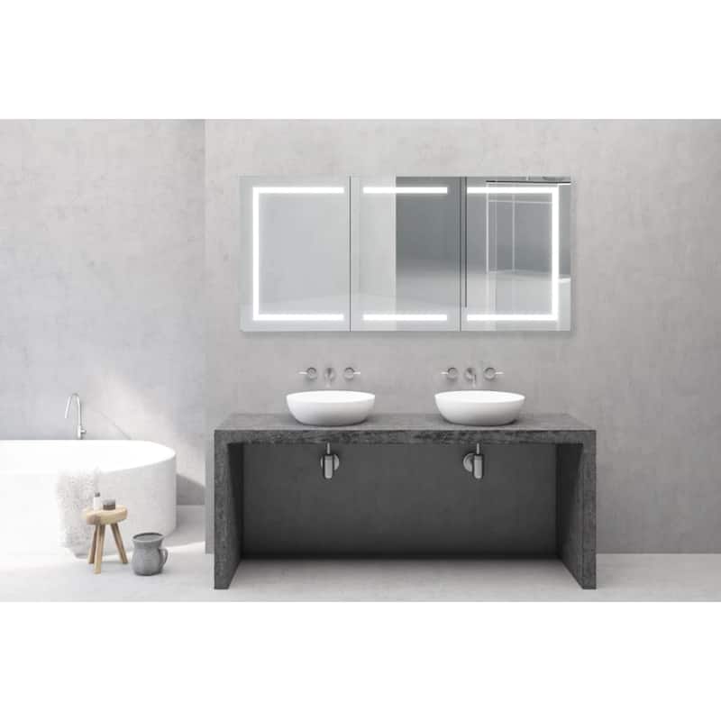 Modern Mirrors Europa III 28x60 inch 3 Door Bathroom Mirror Cabinet - 28*60