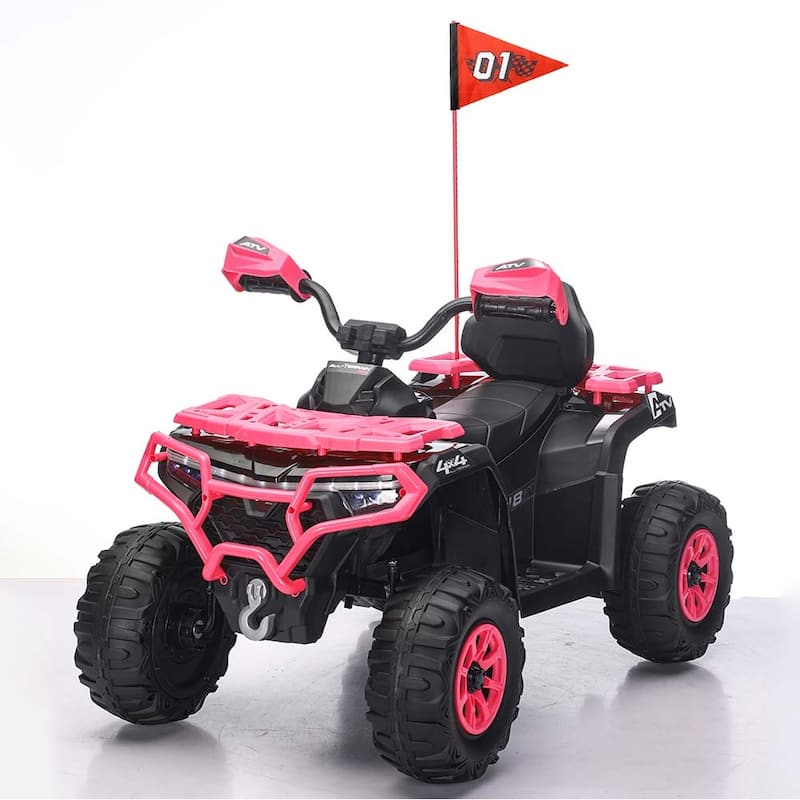 24V Kids Electric ATV Ride-On Toy for Ages 3-8 - Pink