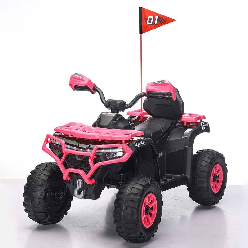 24V Kids Ride On Car with Parent Remote Control and LED Lights - Pink