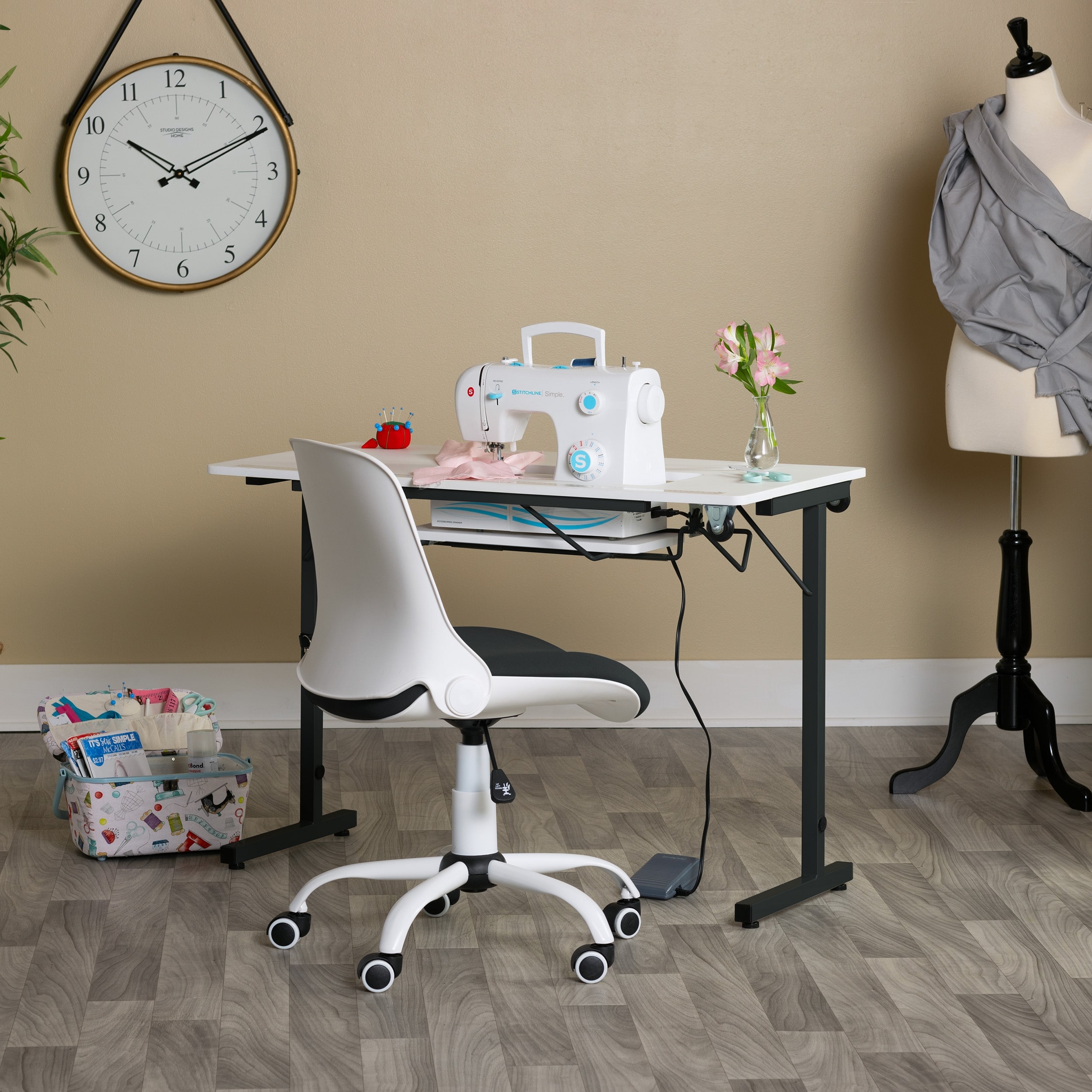 Sew Ready Rollaway II Sewing Table Silver/White Portable Folding