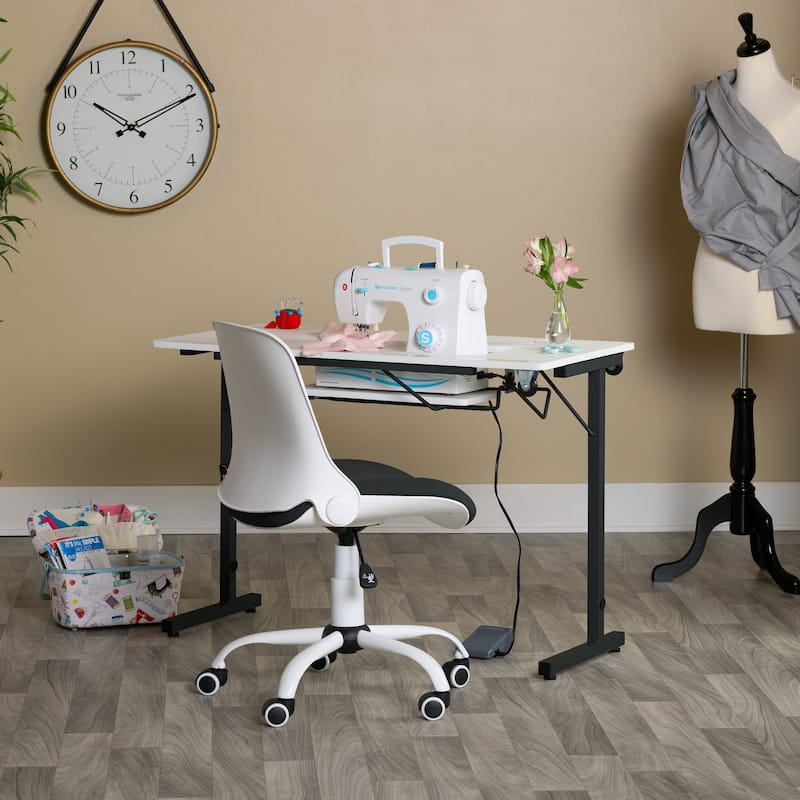 Sew Ready Rollaway II Sewing Table Silver/White Portable Folding Rolling.