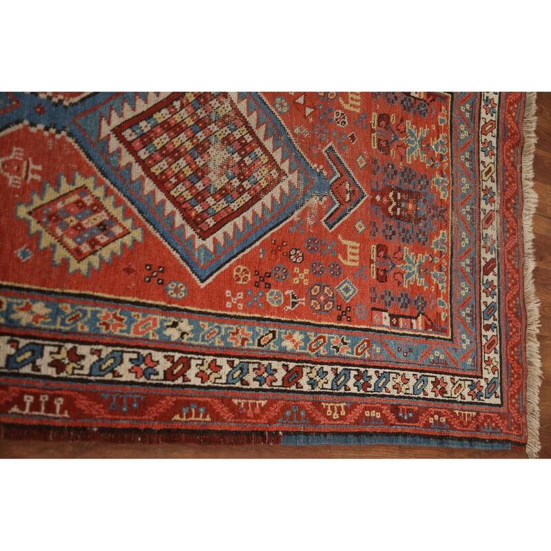 Red Antique Heriz Bakhshayesh Persian Runner Rug Handmade Wool Carpet - 3'3"x 15'8"
