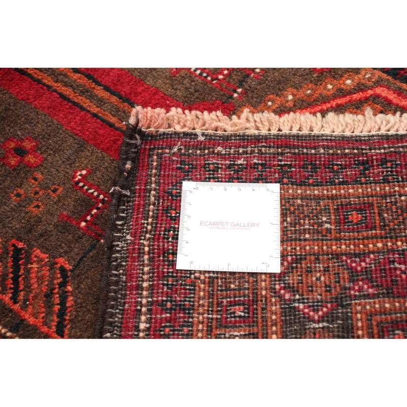 Hand-knotted Authentic Turkish Grey, Red Wool Rug - 4'2" x 9'8" Runner/4'2 x 9'8