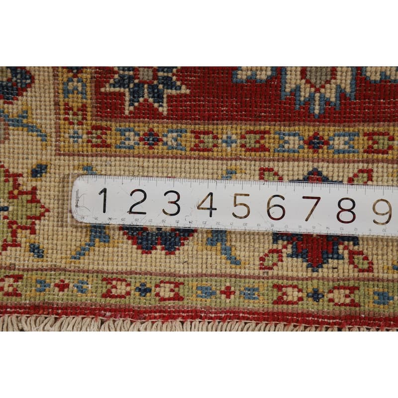 Red Geometric Kazak Accent Foyer Rug Handmade Oriental Wool Carpet - 2'0"x 3'0"