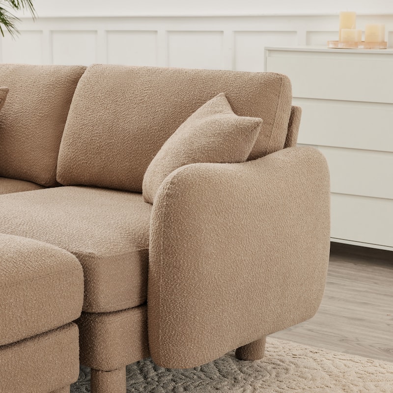 GDFStudio - Boucle 2-Seater 78" Sectional Loveseat Sofa with Removable Ottoman