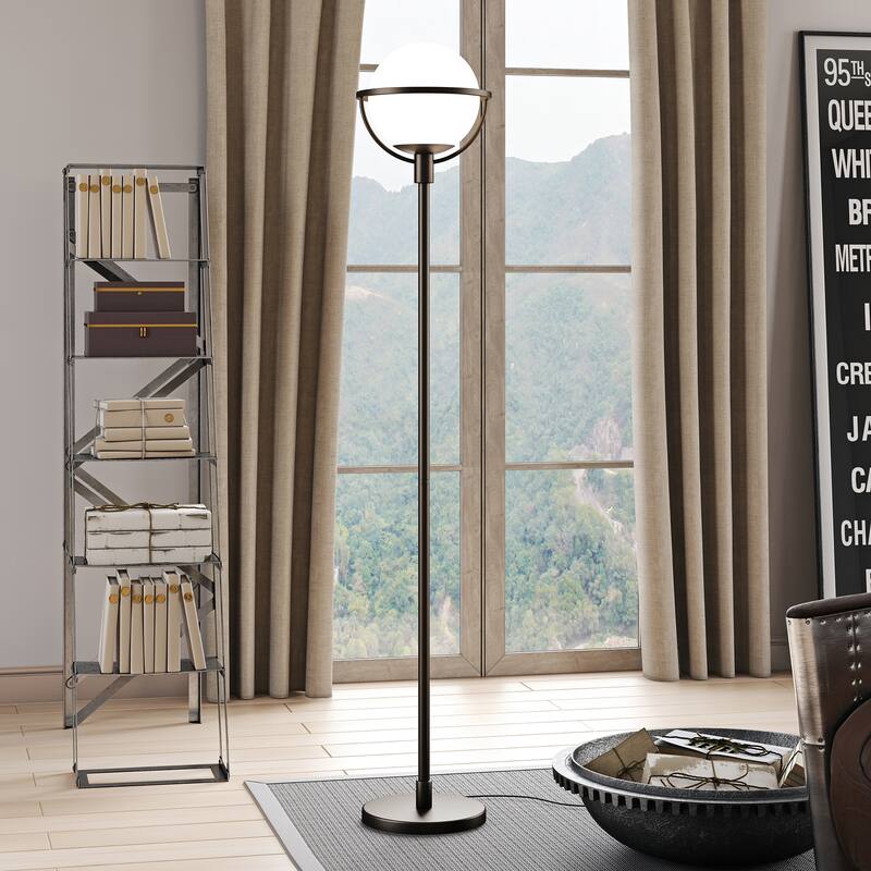 Cieonna Blackened Bronze Globe & Stem Floor Lamp