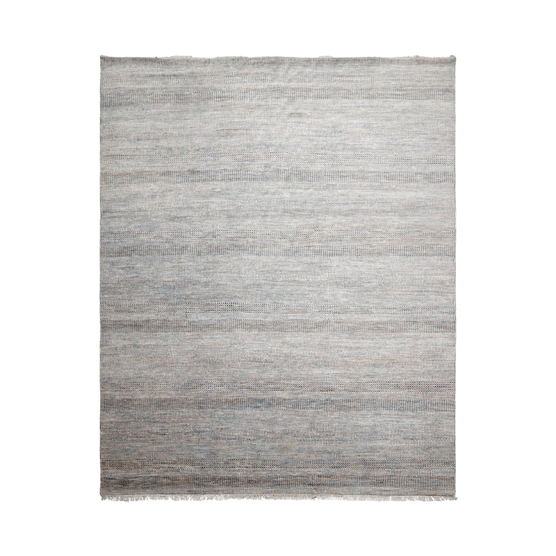 Hand Knotted Cream, Gray Grass Wool Modern & Contemporary Area Rug - 8' x 10'