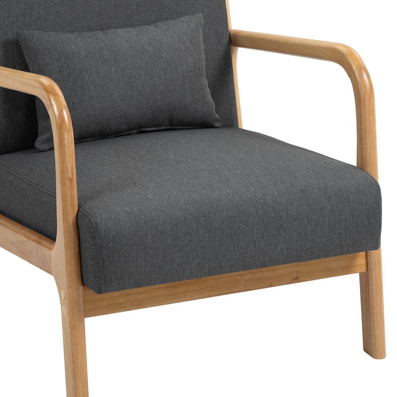 Mid Century Solid Wood Upholstered Accent Chair