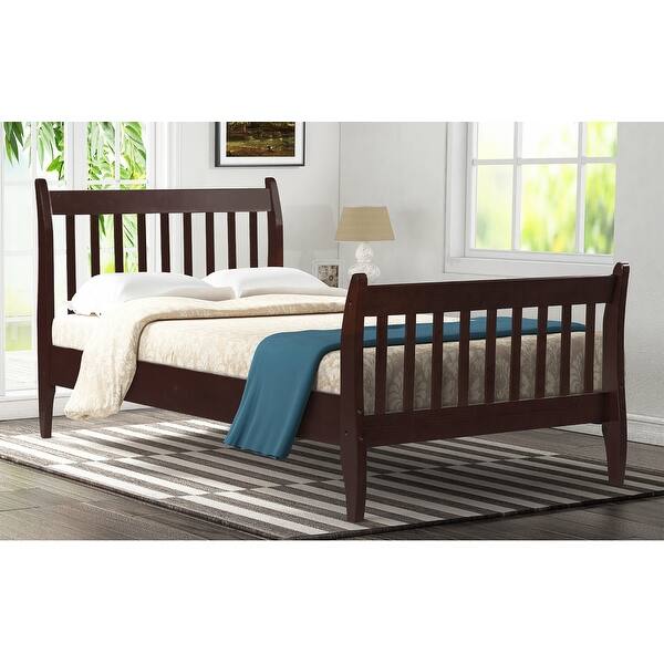 slide 2 of 11, Platform Bed with Wooden Slat System for Supple Mattress Support - Size Tiwn, Espresso Espresso - Twin