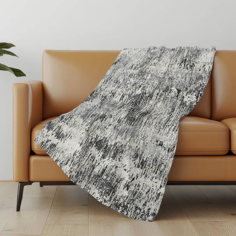 Premium Machine Washable ASB66 Abstract Ombre Sherpa Throw Blanket - Gray - 4'2" x 5'10"