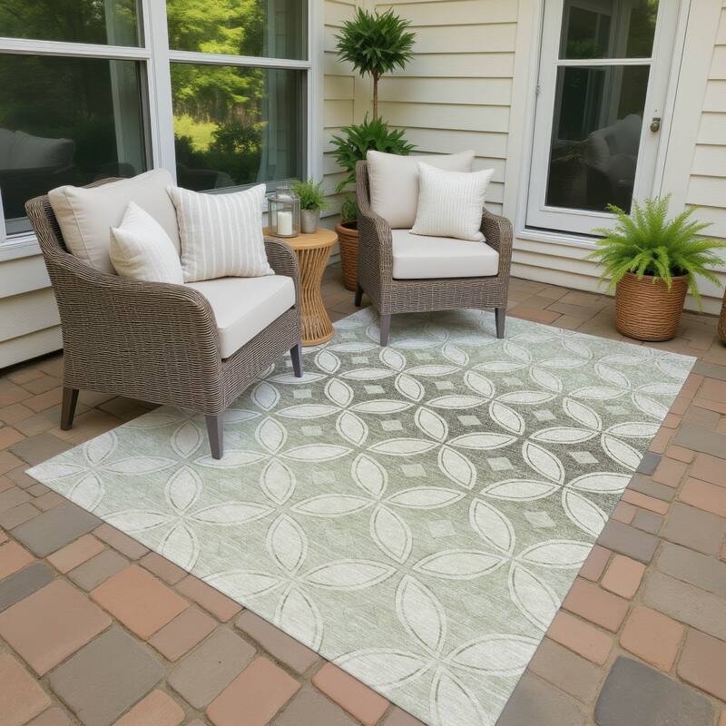 Machine Washable Indoor/ Outdoor Modern Gia Chantille Rug - Beige - 8' x 10'