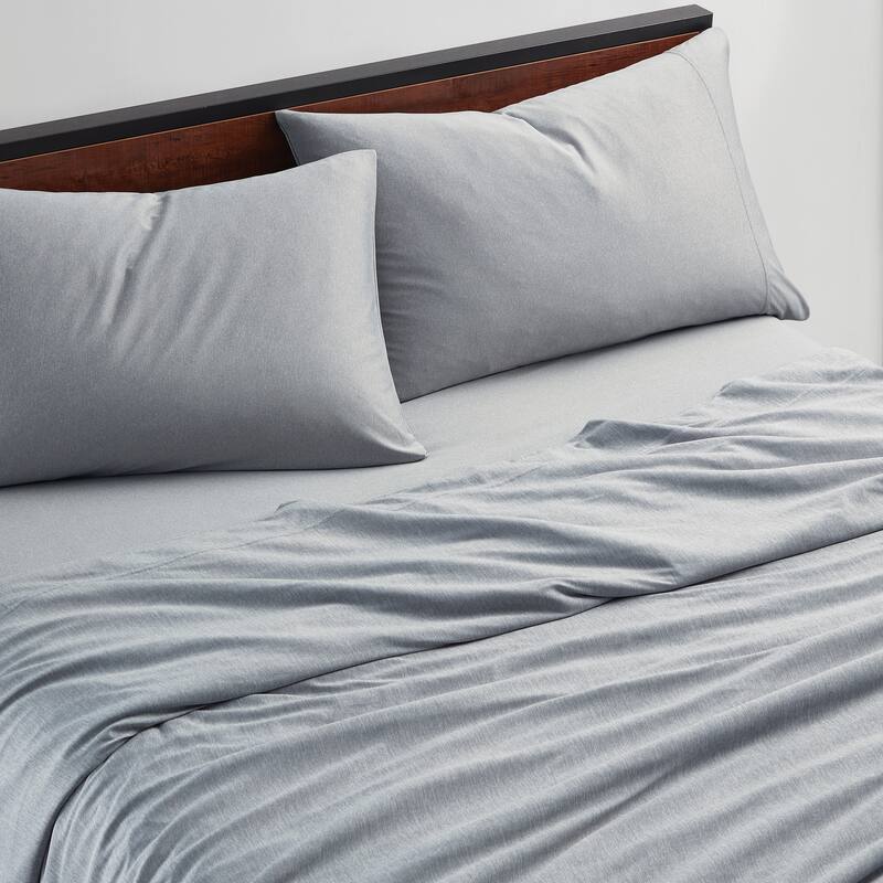 Brookstone Heathered Knit Wicking Sheet Set - Grey - Full
