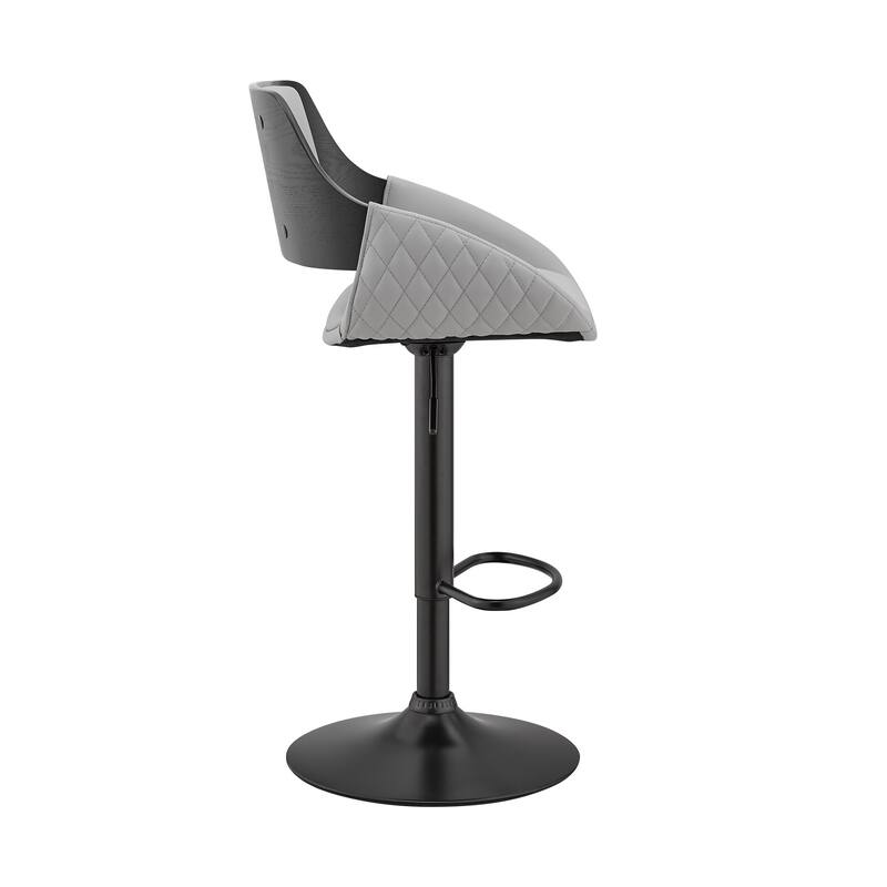 25" Comfortable Adjustable Height Faux Leather Bar Stool with Arms and Swivel Base for Kitchen Use - 43”H x 21”W x 20”D