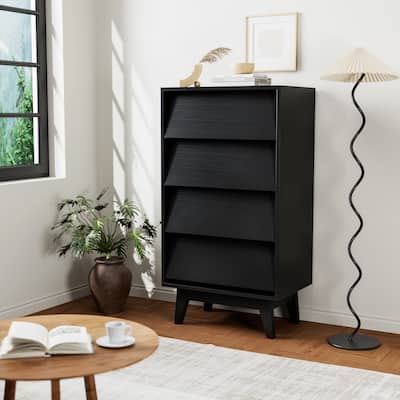 4 Drawer Double Dresser Features Vintage-style and Bevel design