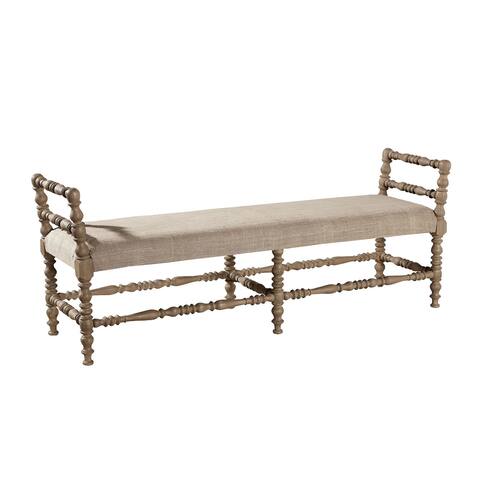 Monaco 66-inch Oak & Burlap Turned Leg Bench