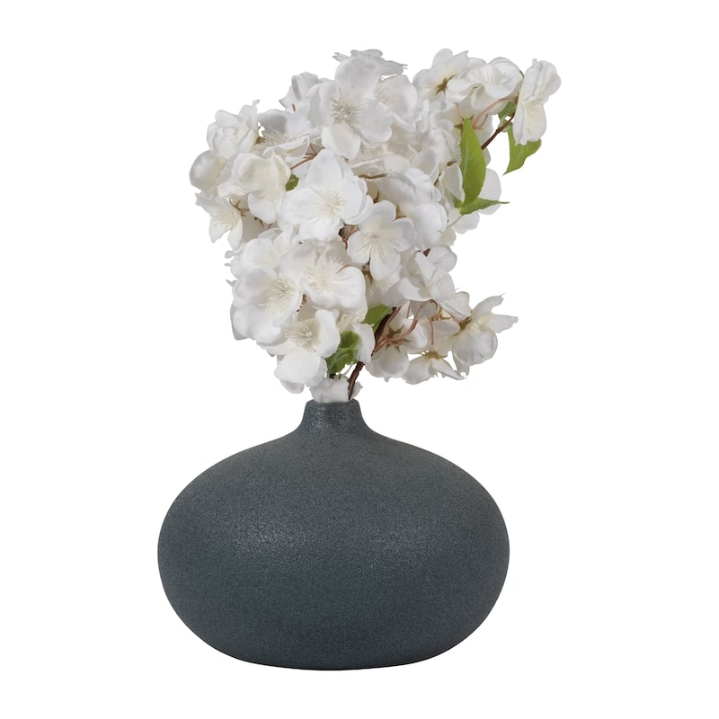 Sagebrook Home Ceramic Solid Cotton Round Volcanic Vase