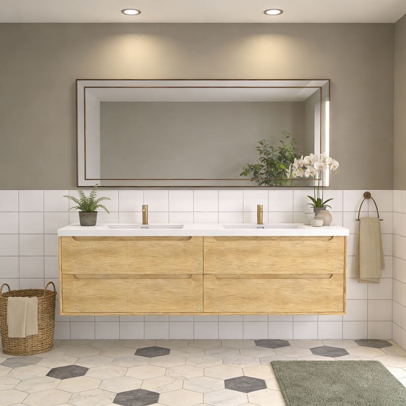 Prismis 60" 72" 84" Wall-Mount Premium Bathroom Vanity with Integrated Sink