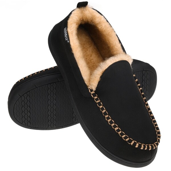mens extra wide fit moccasin slippers