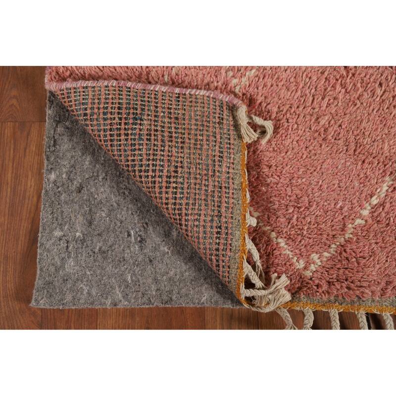 Pink Plush Moroccan Accent Rug Hand-Knotted Wool Carpet - 2'10" x 5'3"
