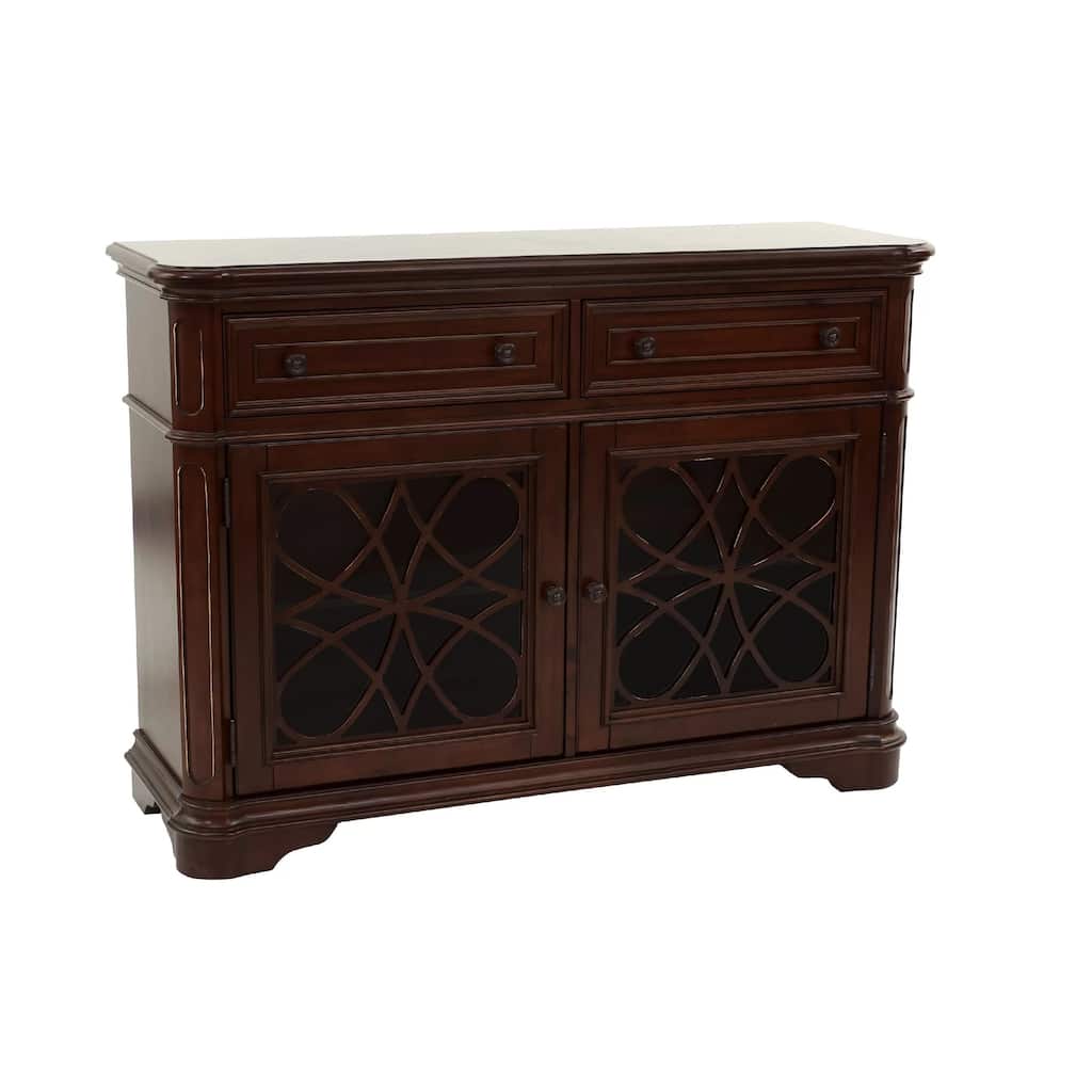 Garry Sideboard Buffet Console, 2 Drawers, Cabinets, Cherry Brown, 56 Inch