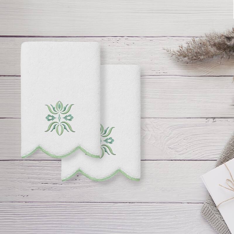 Authentic Hotel and Spa 100% Turkish Cotton FLOWER CREST Scallop Towel Collection