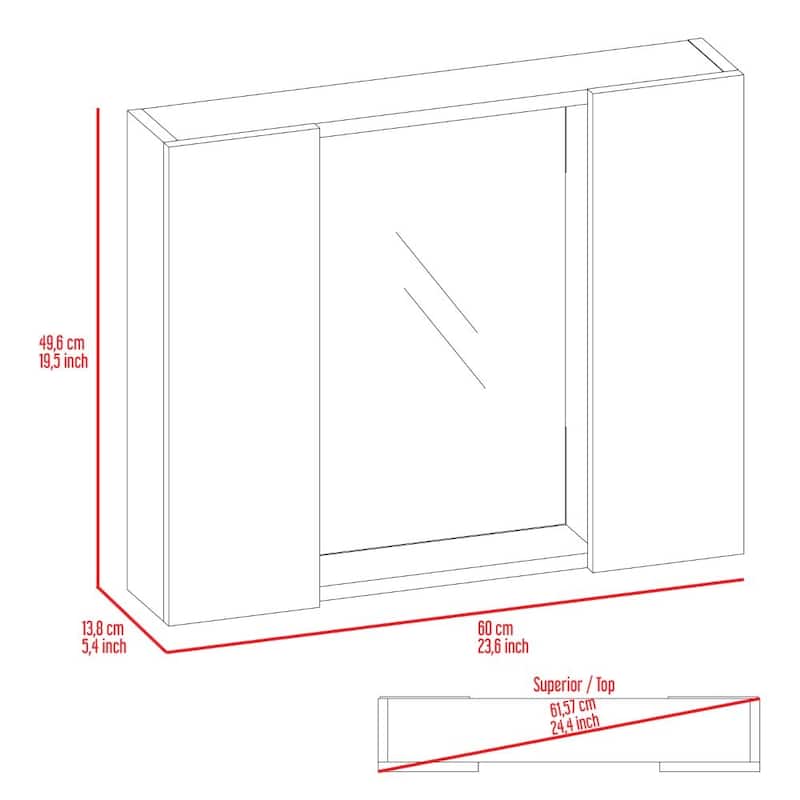 Artemisa Medicine Cabinet with Double Door, Mirror, and External Shelf - N/A