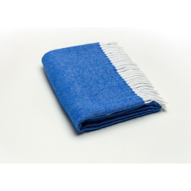 HomeRoots 50" X 60" Royal Blue And White Woven Herringbone Plush Throw Blanket