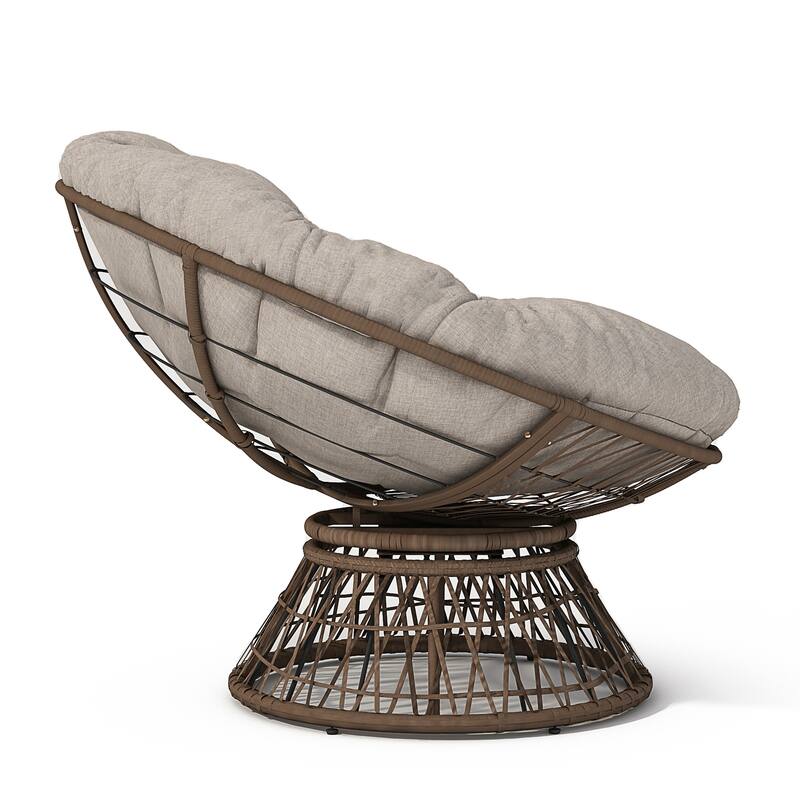 Ergonomic Wicker Chair with Thick Cushion and 360-Degree Swivel for Ultimate Comfort and Style