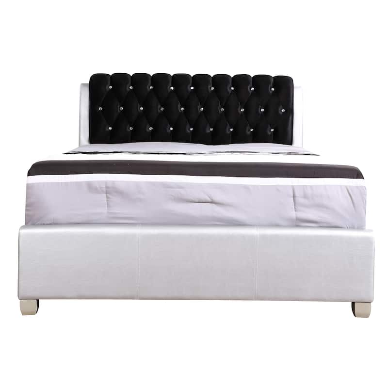 King Size PU Platform Bed with Sturdy PU Construction and Contemporary Design
