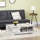 preview thumbnail 1 of 16, HOMCOM Coffee Table, Vintage Style Tea Table with Cabinet, Open Storage Compartments, Coffee Tables for Living Room, White White
