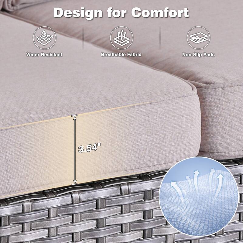 OVIOS 9-piece Patio Wicker Swivel Rocking Chair Set With Fire Pit