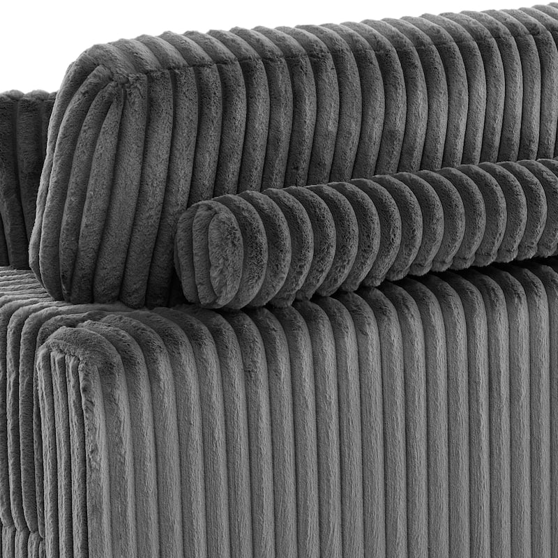 Anne 82" W Comfy Upholstered Plush Corduroy Modular Sectional Sofa