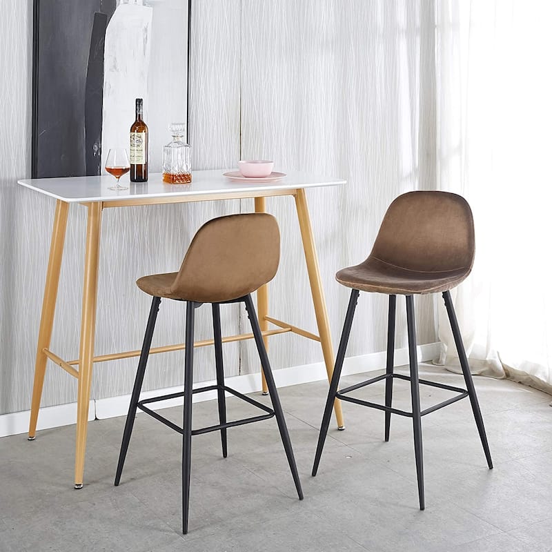 30 Inches Velvet Barstool Modern Counter Bar Height Chair for Kitchen Bar, Set of 2 - 19.3"D x 19.3"W x 39.1"H
