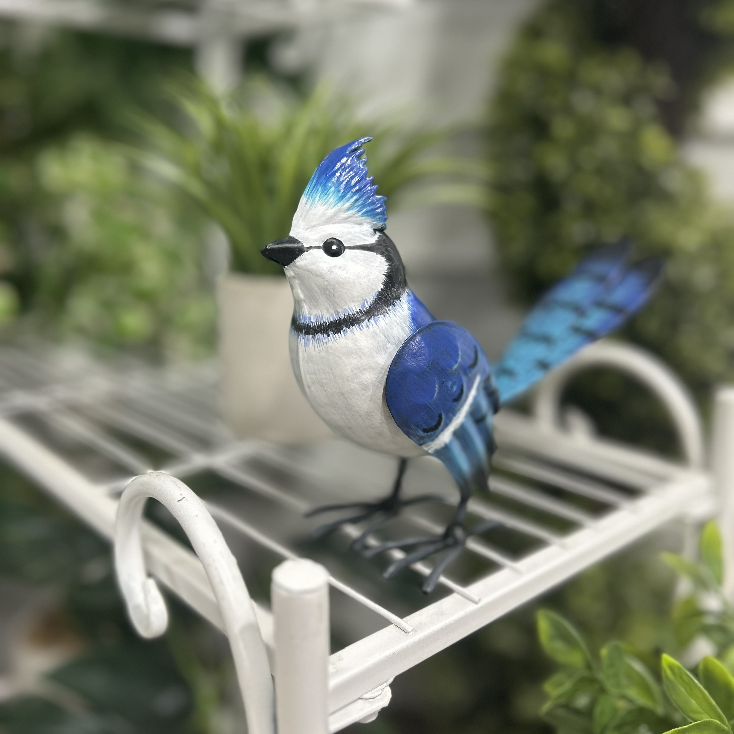 Hi-Line Metal Miniature Blue Jay Statue