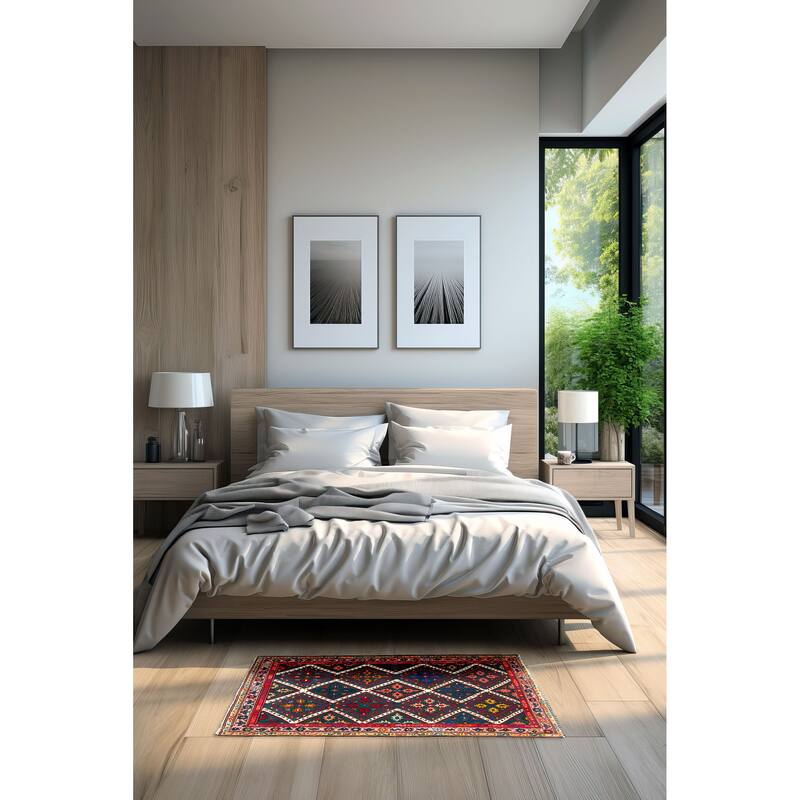 ECARPETGALLERY Hand-knotted Teimani Dark Green Wool Rug - 2'6 x 3'7